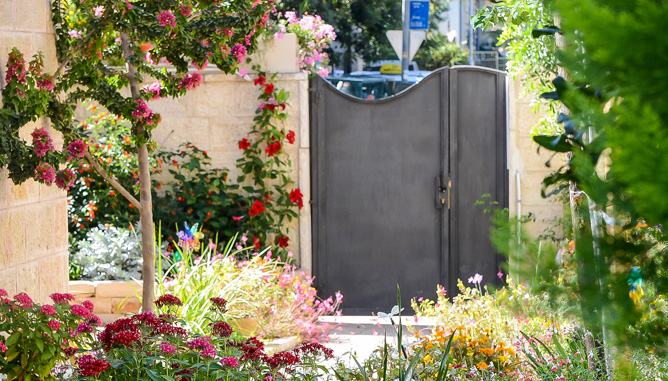 View to entrance from garden