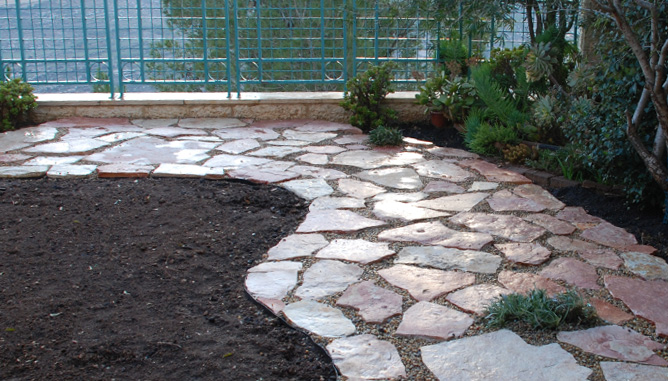 Stepping stones and pebbles path